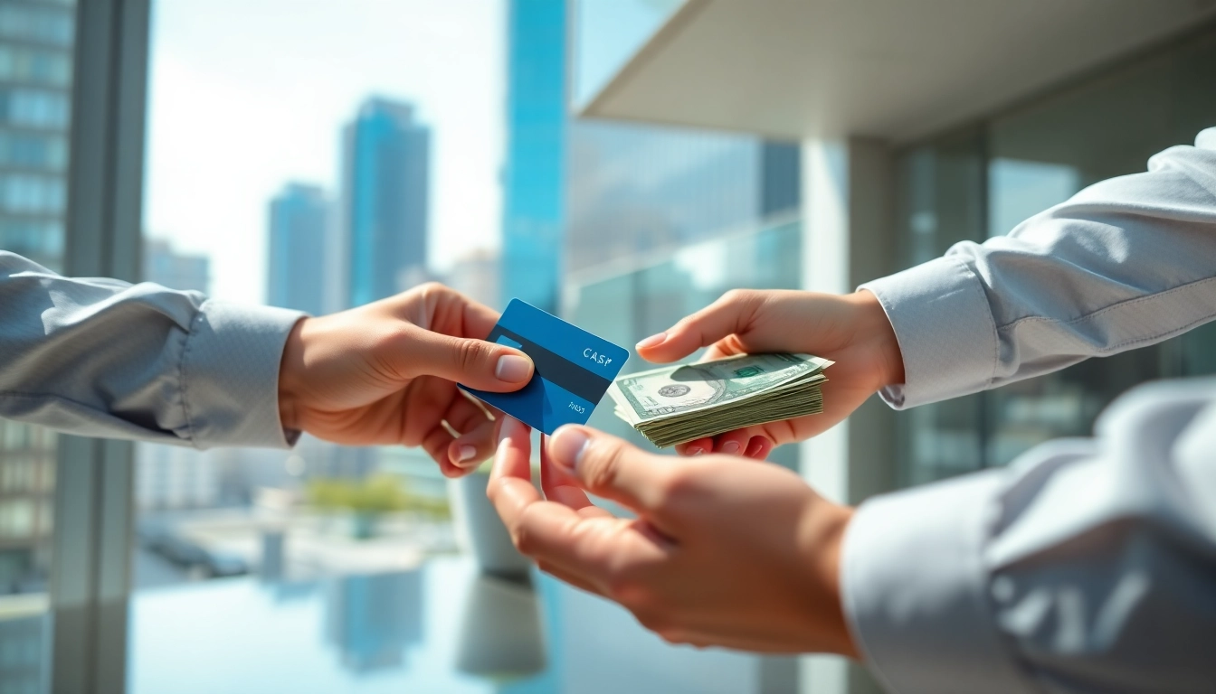 카드 현금화를 위한 현장 거래의 모습, 실시간으로 이루어지는 금융 거래를 강조합니다.