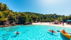 O que fazer em Paripueira - uma visão deslumbrante de praias de água cristalina e turistas desfrutando de piscinas naturais.