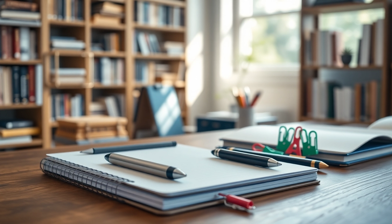 Explore high-quality stationery UK products with colorful designs and elegant organization on a wooden desk.