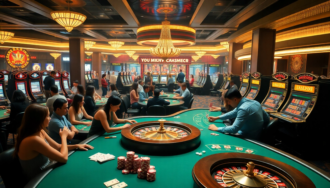 KJC AC 3 immersive casino scene featuring poker tables, dice, and slot machines, evoking excitement.