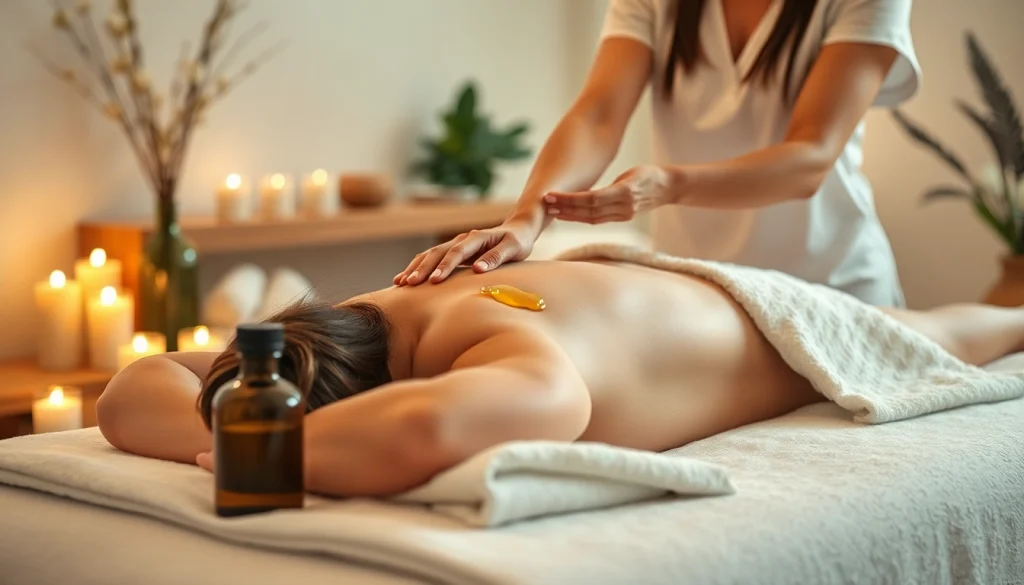 스웨디시 마사지 치료 중인 모습으로 고객에게 편안함을 주는 요법을 나타냅니다.