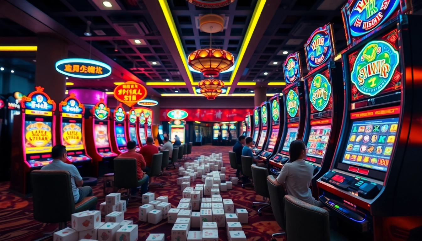 Rasakan keseruan mahjong slot dengan mesin slot berwarna-warni dan suasana kasino yang hidup.