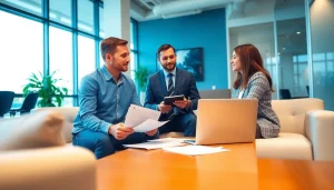 Florida Public Adjuster consulting clients in a professional office environment, showcasing collaborative discussions.