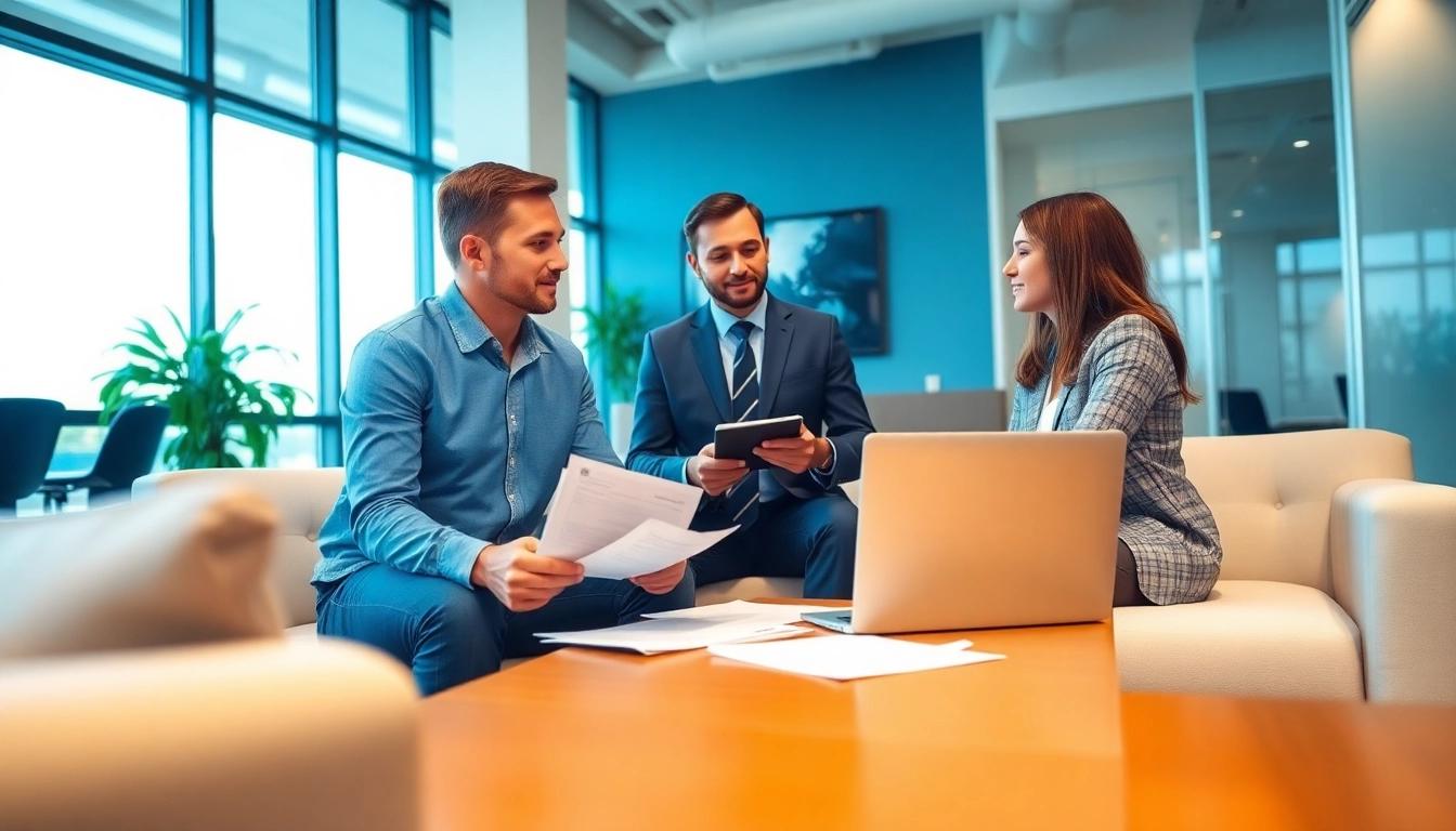 Florida Public Adjuster consulting clients in a professional office environment, showcasing collaborative discussions.