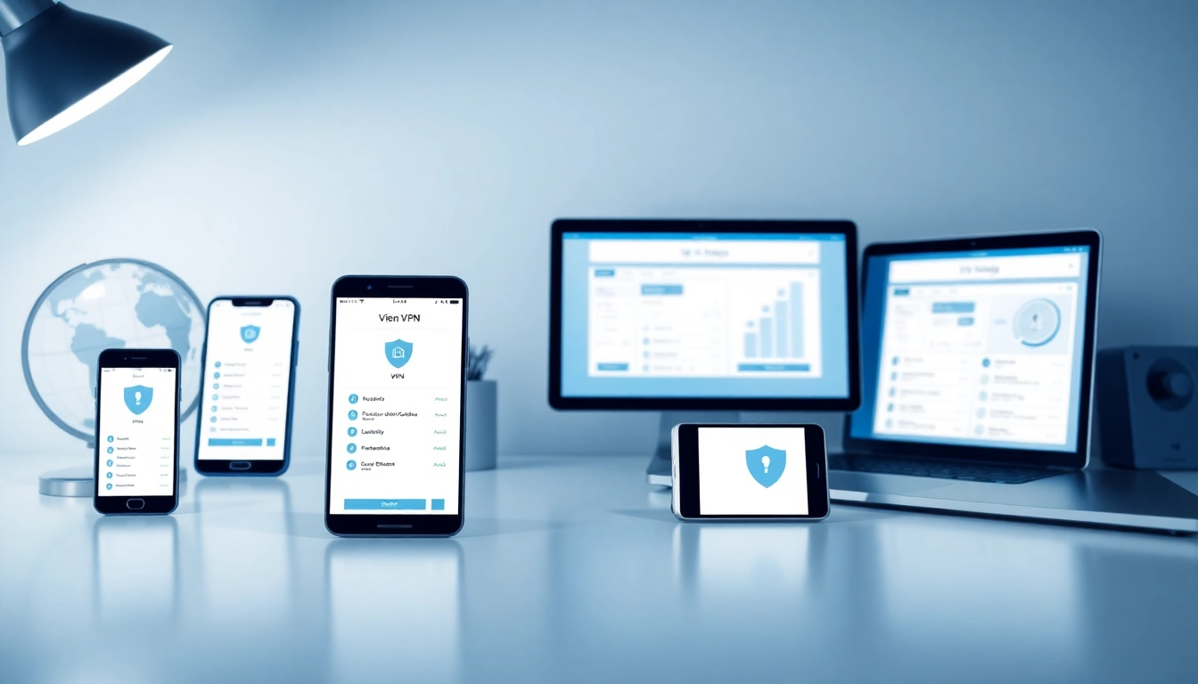 快连官网 interface on multiple devices showcasing a user-friendly VPN application with features for global connectivity.
