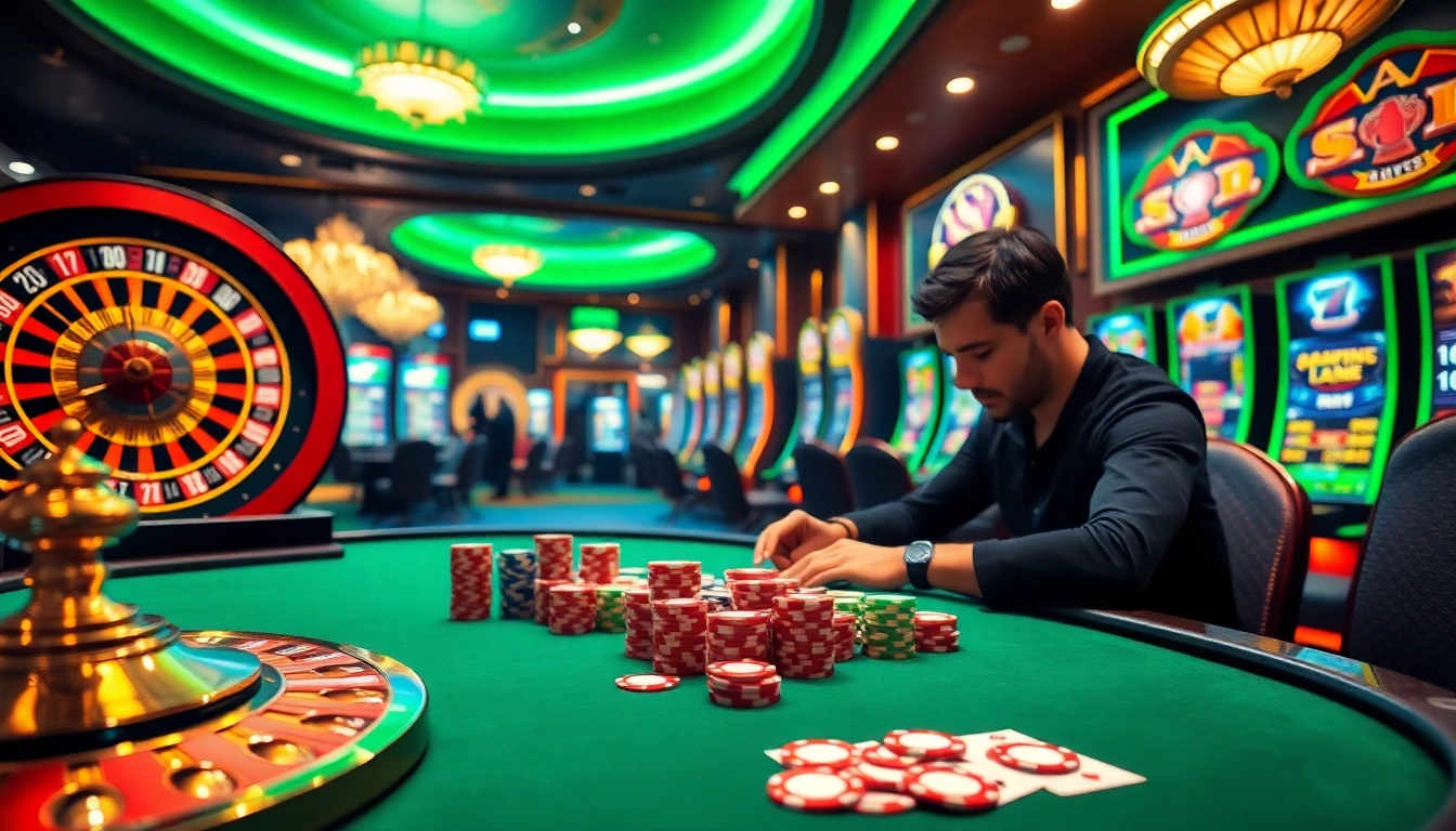 Rasakan kegembiraan 'obral toto' dengan keping poker berwarna-warni dan roda roulette yang berputar di kasino mewah.