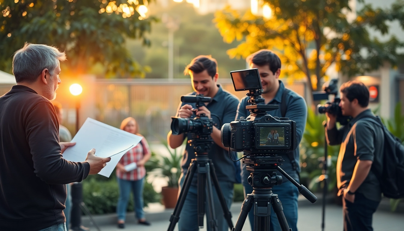 Creative Video Production Agency team filming outdoors with dynamic energy and rich lighting.