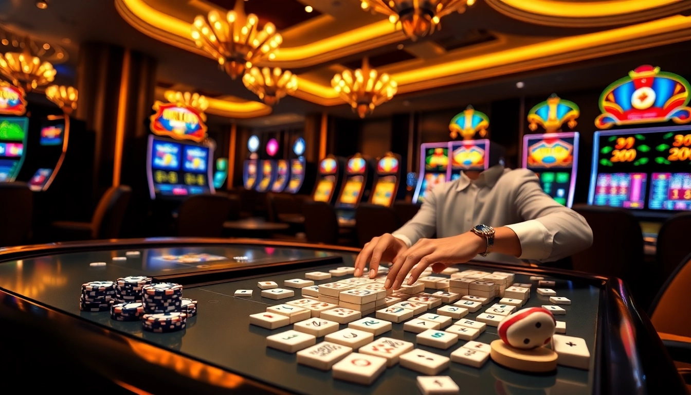 Play link mahjong while enjoying a high-stakes casino atmosphere with vibrant tiles.