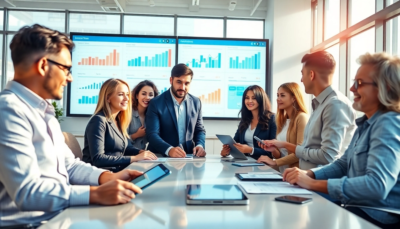 Innovative digital marketing strategy session highlighting diverse teamwork and analytics.