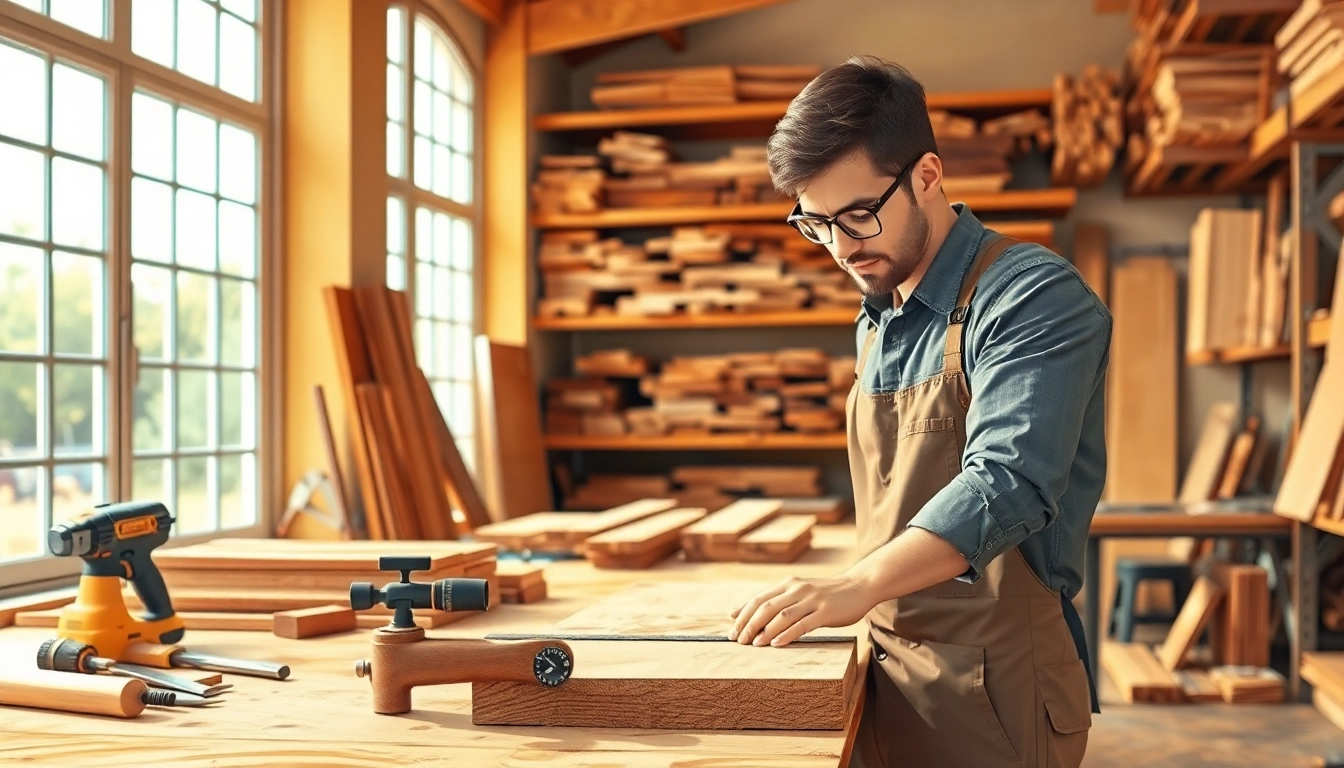 Find a Carpentry Apprenticeship Near Me with an apprentice working diligently in a workshop.