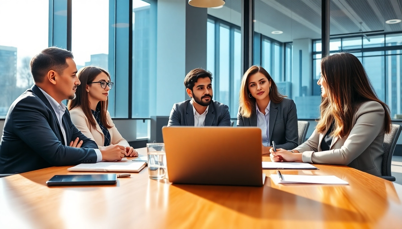 Engaging discussion on how to hire top sales talent in a modern office setting.