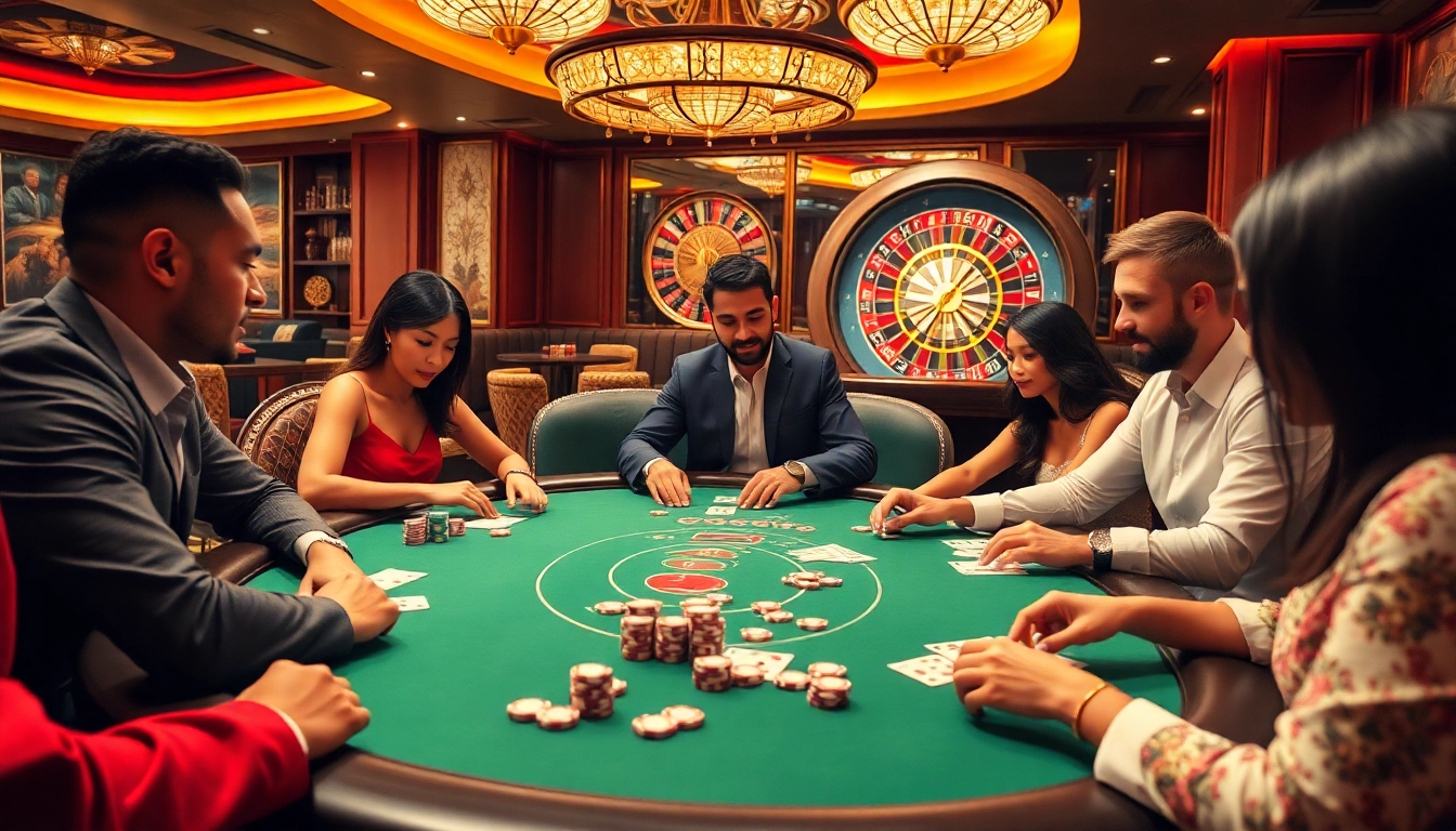 SODO CASINO players engaged in a high-stakes poker game at a luxurious table