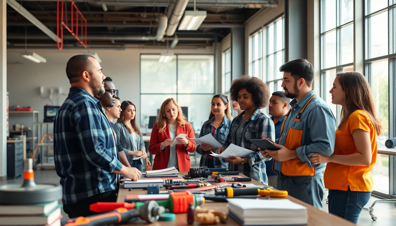 Engaged learners at a Trade School Knoxville TN, showcasing diverse training environments.