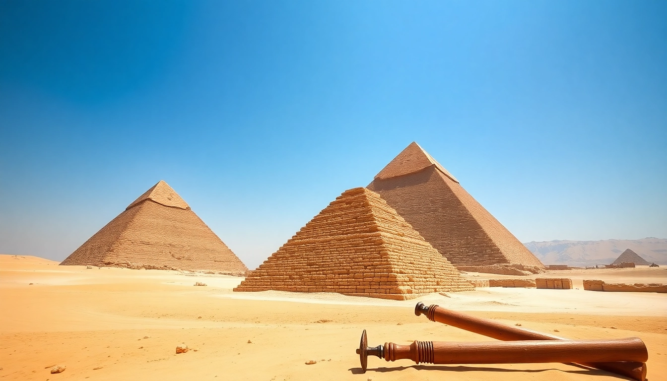 Piraminds standing tall against a clear blue sky, showcasing their grandeur and ancient mystery.