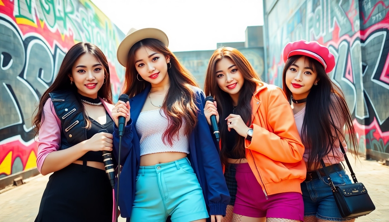 Captivating portrait showcasing the blackpink members in vibrant urban style outfits