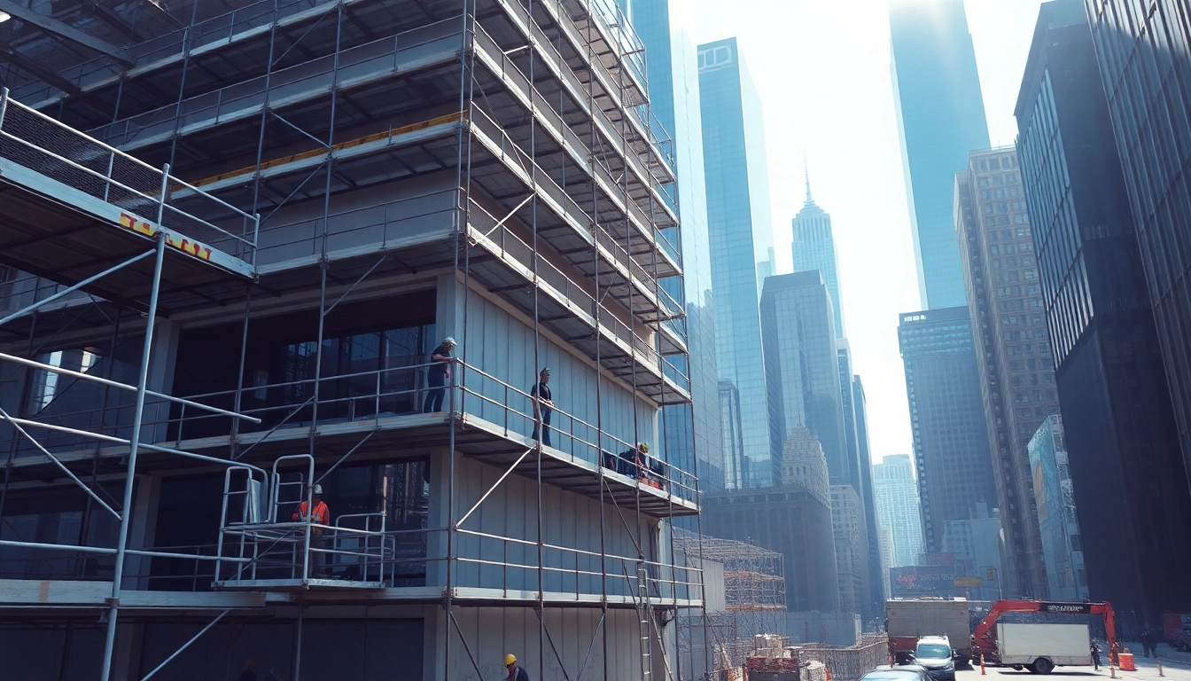 A busy New York City Commercial General Contractor at work on a commercial building renovation.