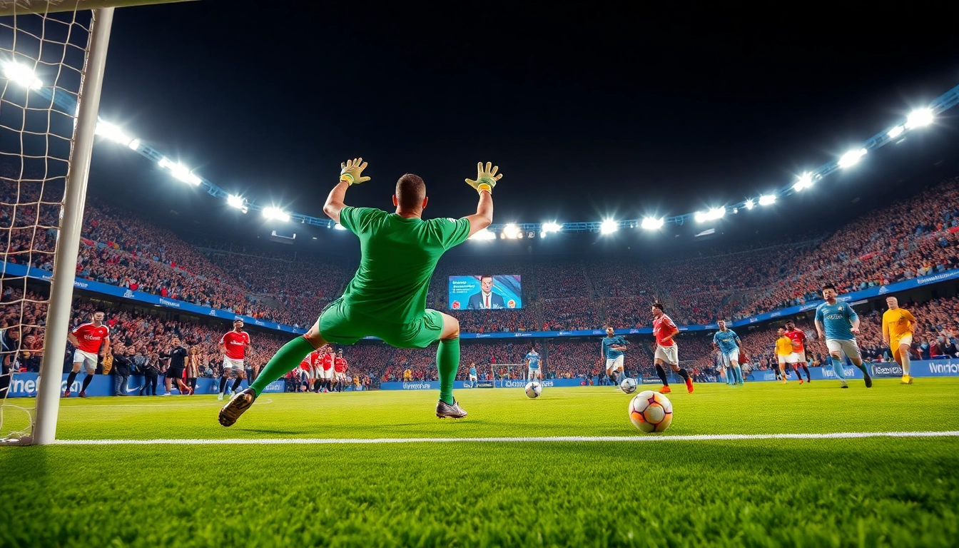 Experience thrilling action with a goalkeeper in a soccer match, highlighting ผลบอลสดgoal in the heart of the game.