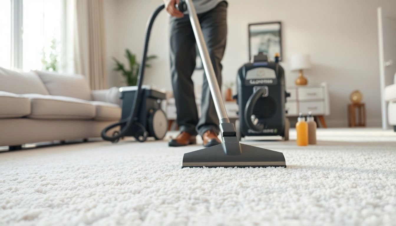 Pet odor carpet cleaning in action, showcasing a technician using advanced tools in a bright living room.