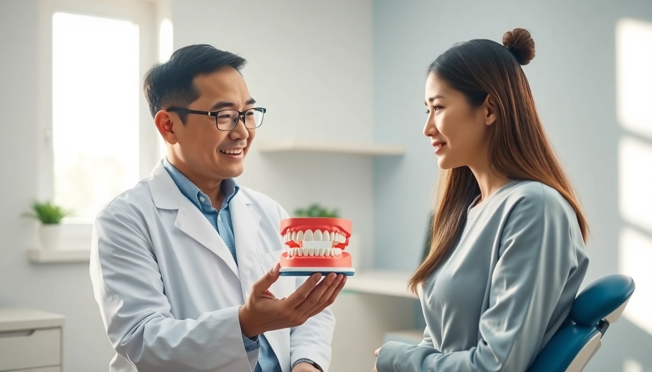 Young woman consulting dentist about 歯並び 悪い issues in a bright dental clinic.