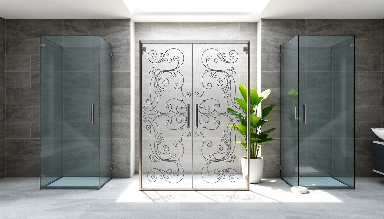Admire elegant shower doors complementing a sleek, modern bathroom design.