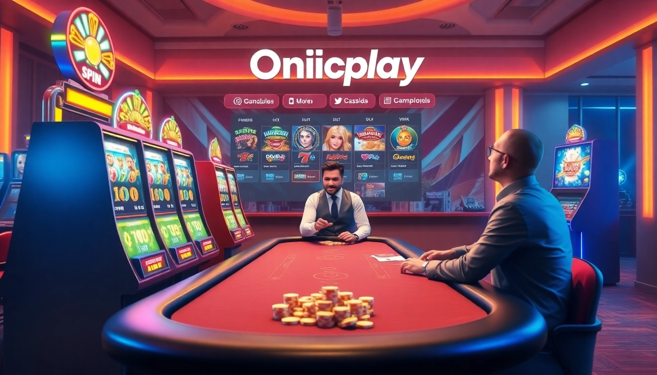 Play thrilling games on Onicplay's vibrant online platform, showcasing exciting slot machines and live dealers.
