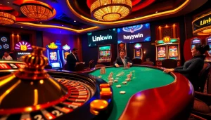Experience the thrill of winning at Link Haywin with strategic gameplay at a luxurious casino table.