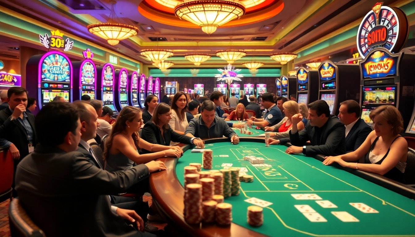 Players enjoy the thrilling idnslot experience at a vibrant casino table.