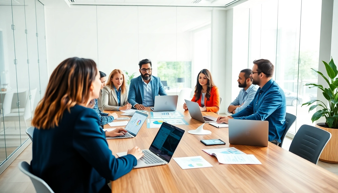 Engaging business coaching service meeting showcasing collaboration and innovation.