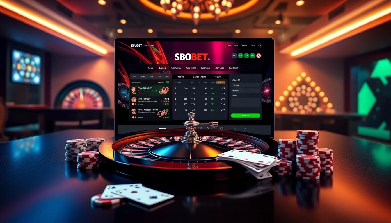 SBOBET login terbaru interface with dynamic betting elements, showcasing a secure gambling experience.