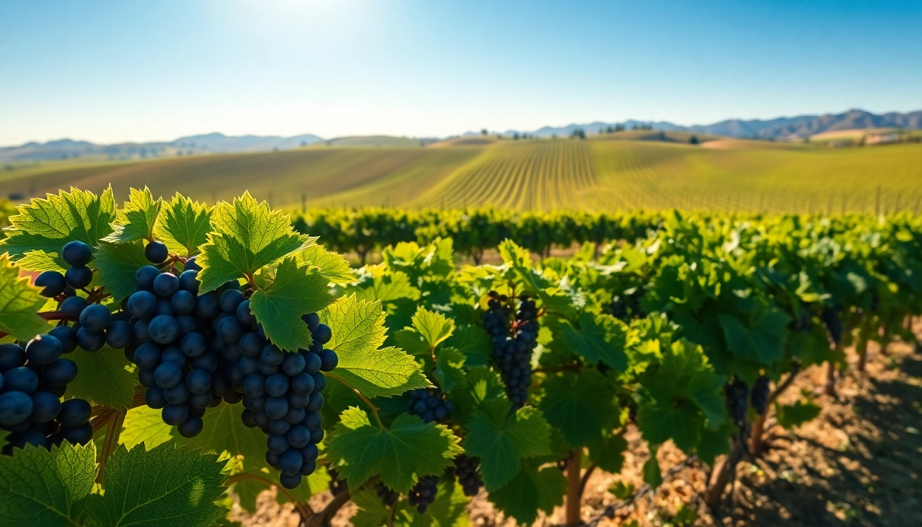 Visit wineries in Clarksburg with lush vines and ripe grapes under sunny skies.